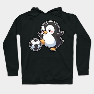 adorable penguin as soccer player with soccer ball Hoodie